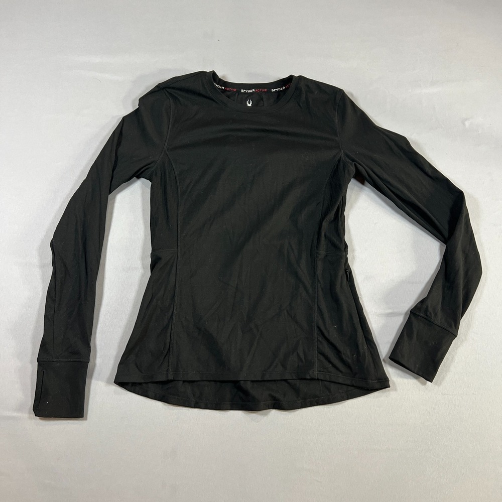 Spyder Active Performance Top Womens Small Black Nylon Stretch Moisture Wicking - Picture 4 of 13